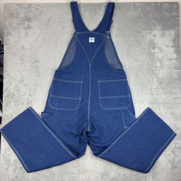 Vintage 90s Liberty Bib Denim Carpenter Overalls Mens Painter Workwear Utility - Picture 2 of 10